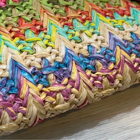 Nine West NWOT Tropical Beach Straw Crossover Purse with Long Strap Crab Buckle - Picture 8 of 17